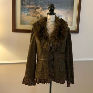 Fur trim jacket size L